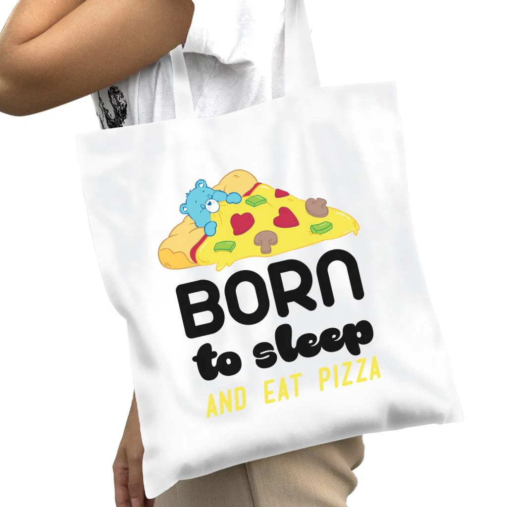 Bedtime Bear Born To Sleep And Eat Pizza Tote Bag - Image 3