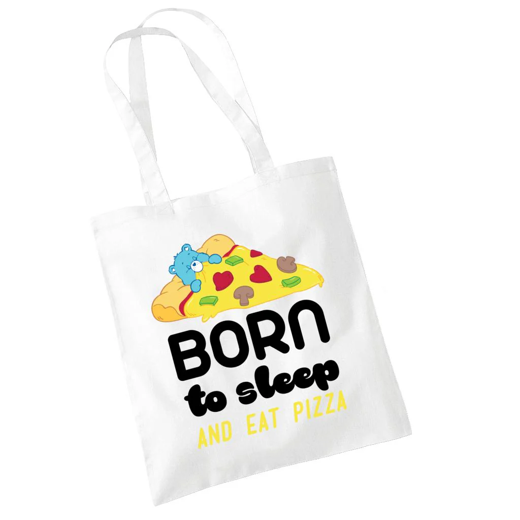Bedtime Bear Born To Sleep And Eat Pizza Tote Bag - Image 4