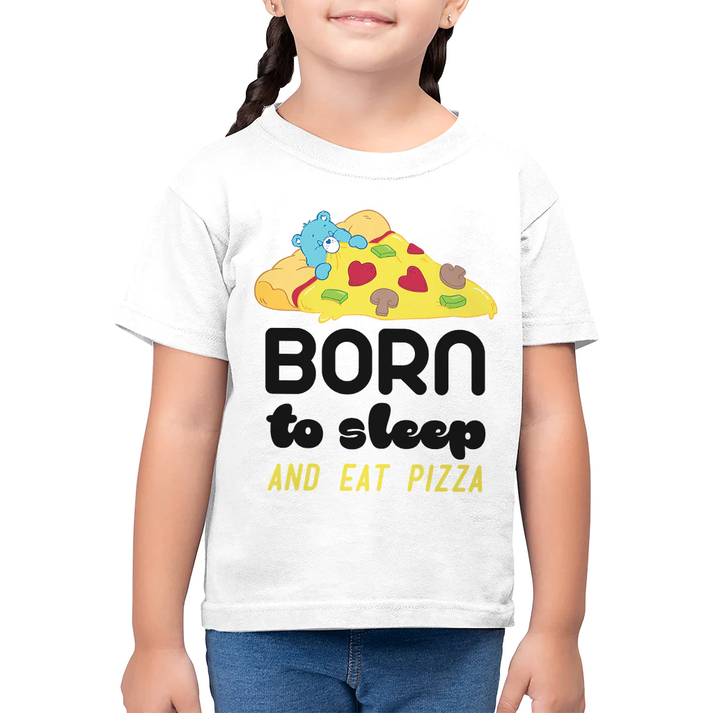 Bedtime Bear Born To Sleep And Eat Pizza Kids T-Shirt