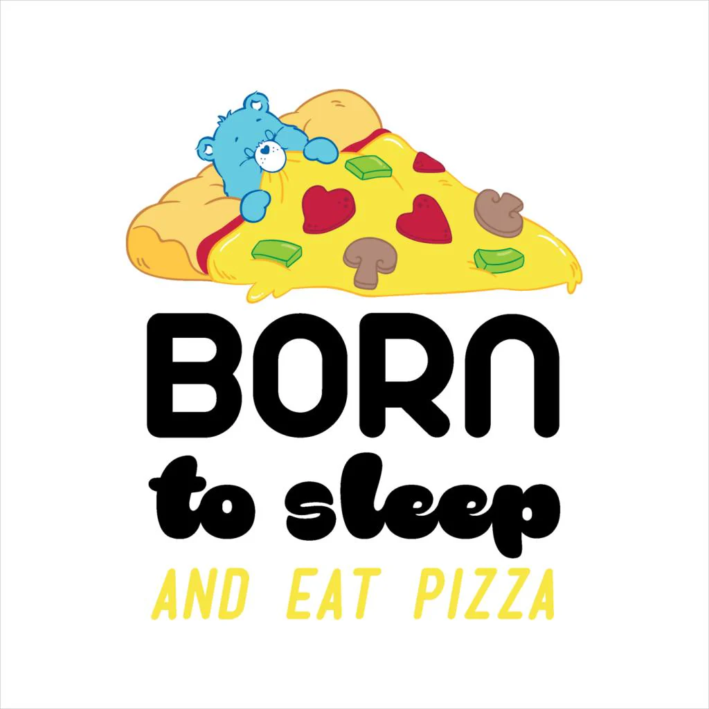 Bedtime Bear Born To Sleep And Eat Pizza Kids T-Shirt - Image 2