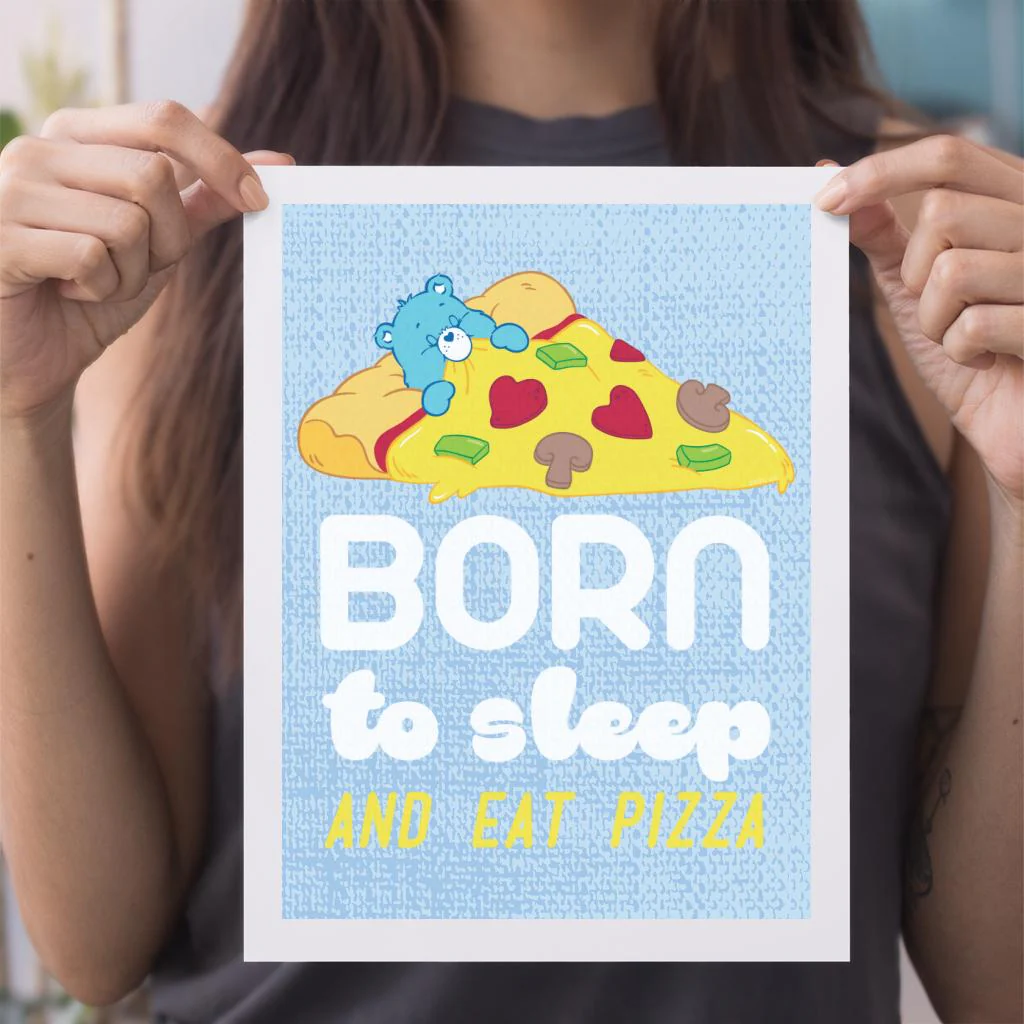 Bedtime Bear Sleep And Eat Pizza A4 Print - Image 4