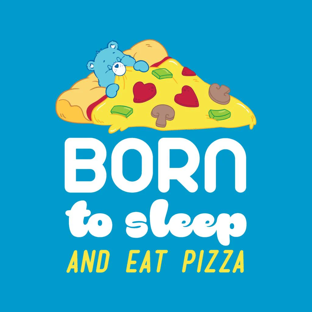 Bedtime Bear Born To Sleep And Eat Pizza White Text Men's Hooded Sweatshirt - Image 2