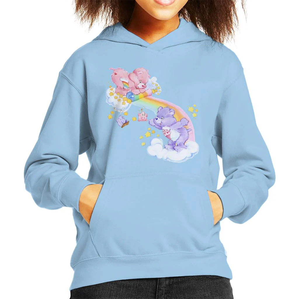 Cheer Bear And Share Bear Unrolling A Rainbow Kids Hooded Sweatshirt - Image 8