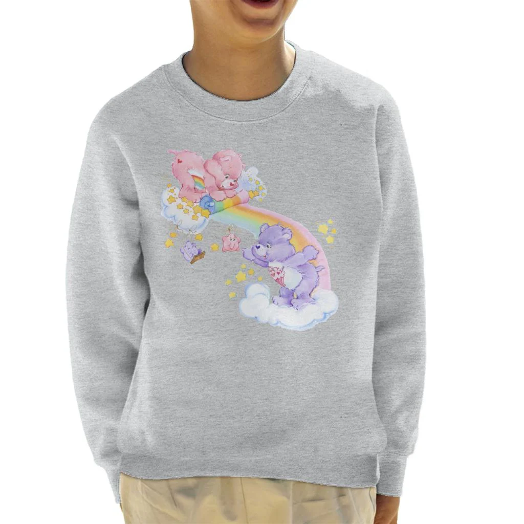 Cheer Bear And Share Bear Unrolling A Rainbow Kids Sweatshirt