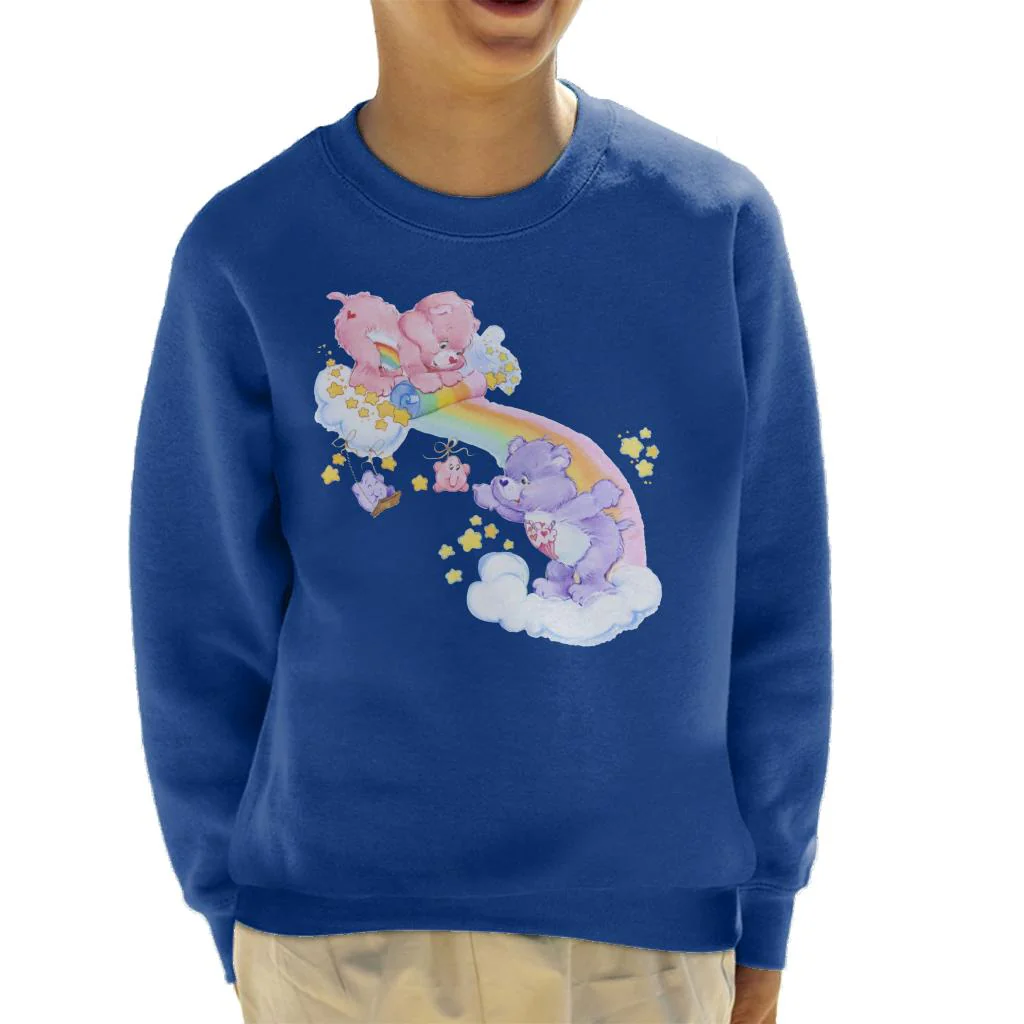 Cheer Bear And Share Bear Unrolling A Rainbow Kids Sweatshirt - Image 5