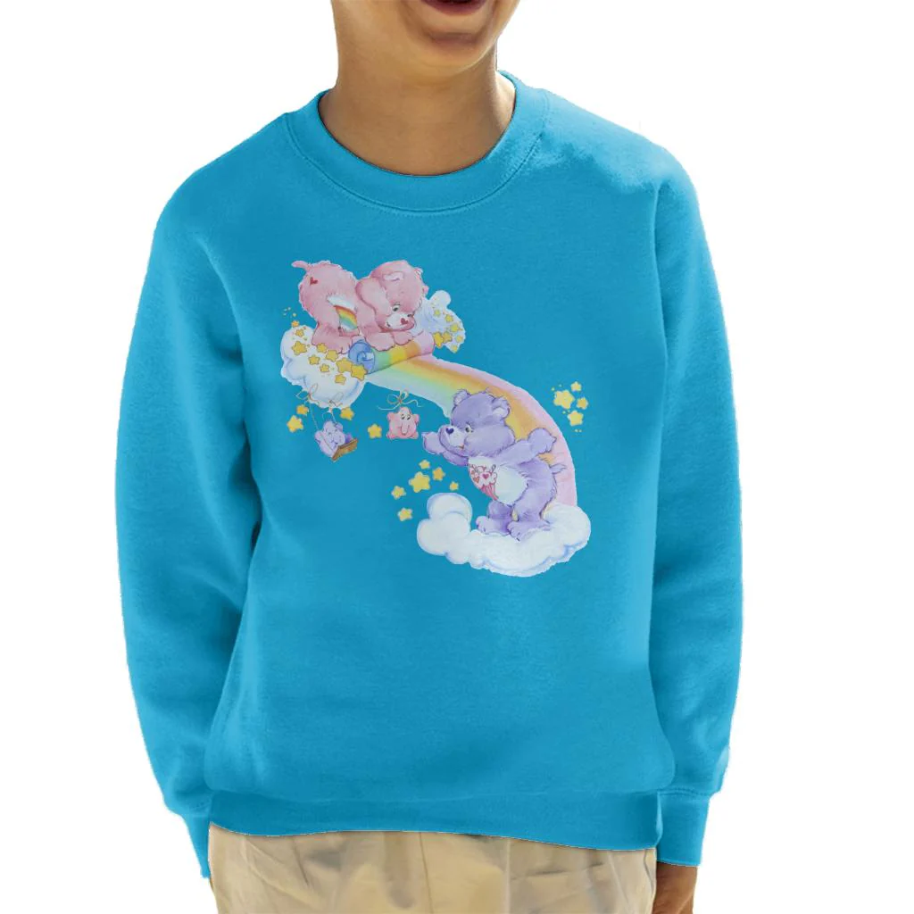 Cheer Bear And Share Bear Unrolling A Rainbow Kids Sweatshirt - Image 6