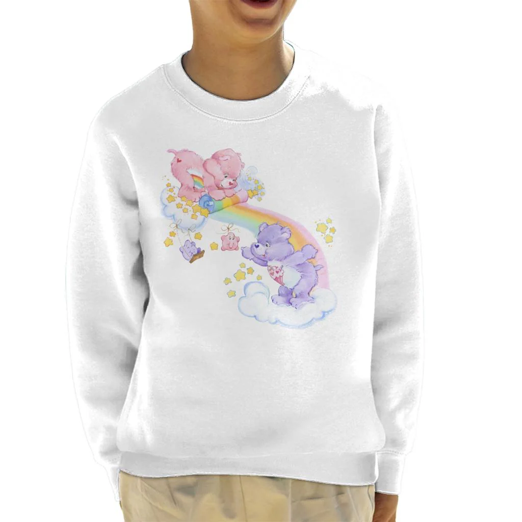 Cheer Bear And Share Bear Unrolling A Rainbow Kids Sweatshirt - Image 8