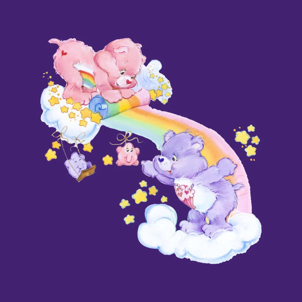 Cheer Bear And Share Bear Unrolling A Rainbow Kids T-Shirt - Image 3