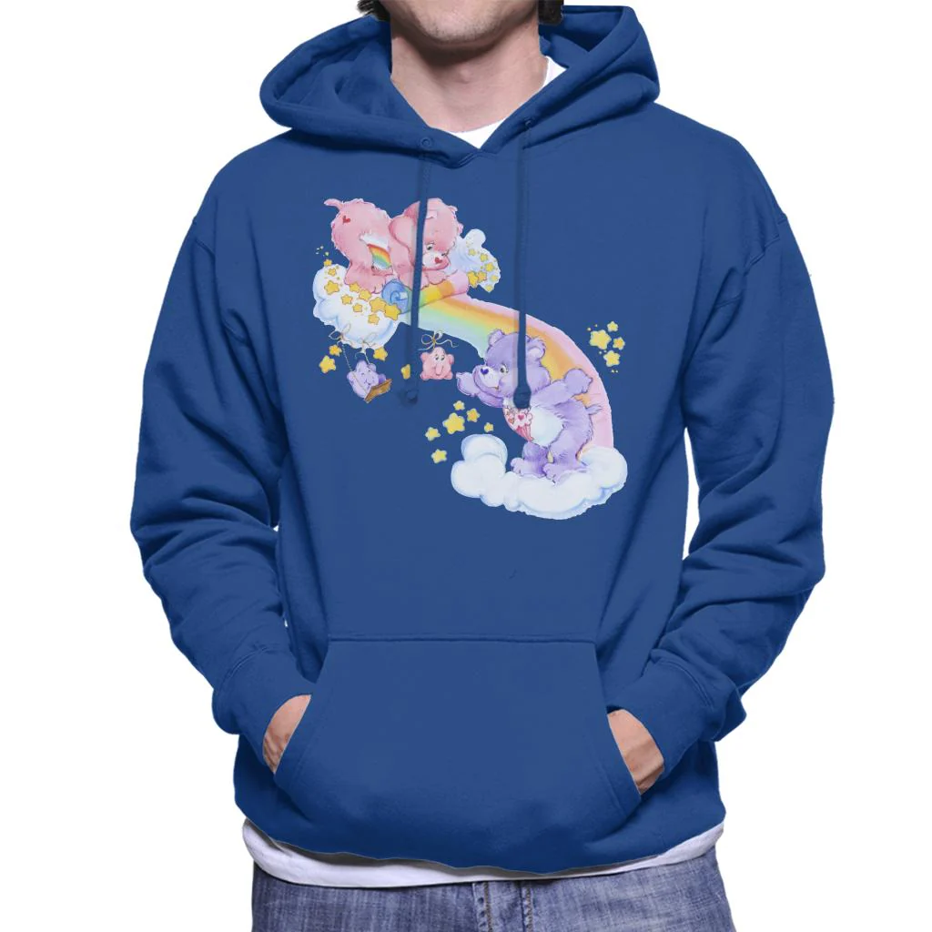 Cheer Bear And Share Bear Unrolling A Rainbow Men's Hooded Sweatshirt