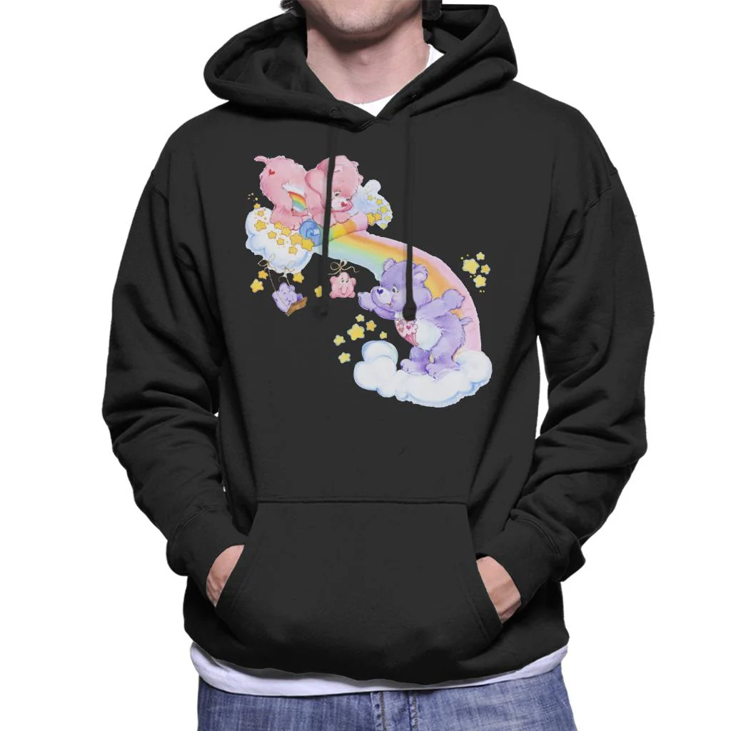 Cheer Bear And Share Bear Unrolling A Rainbow Men's Hooded Sweatshirt - Image 3