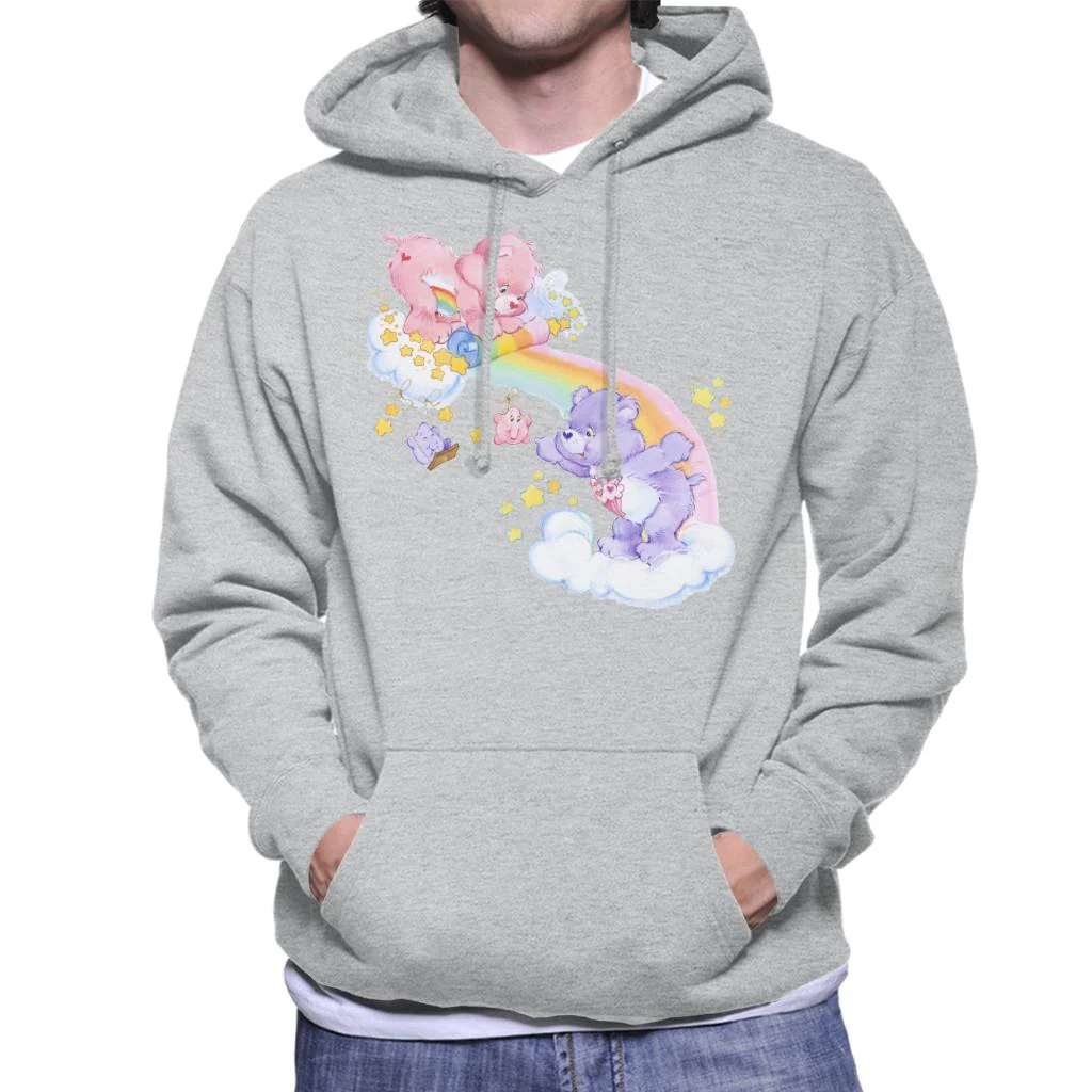 Cheer Bear And Share Bear Unrolling A Rainbow Men's Hooded Sweatshirt - Image 4