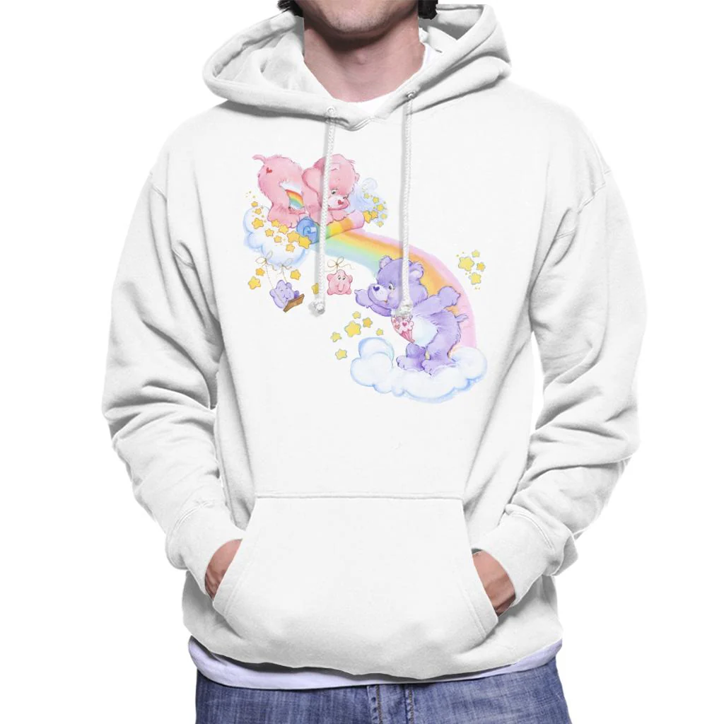 Cheer Bear And Share Bear Unrolling A Rainbow Men's Hooded Sweatshirt - Image 5