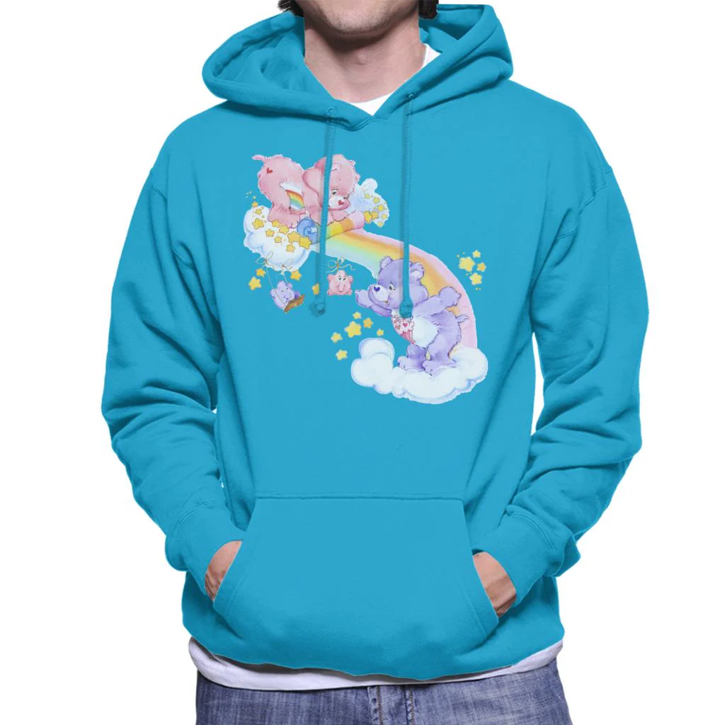 Cheer Bear And Share Bear Unrolling A Rainbow Men's Hooded Sweatshirt - Image 6