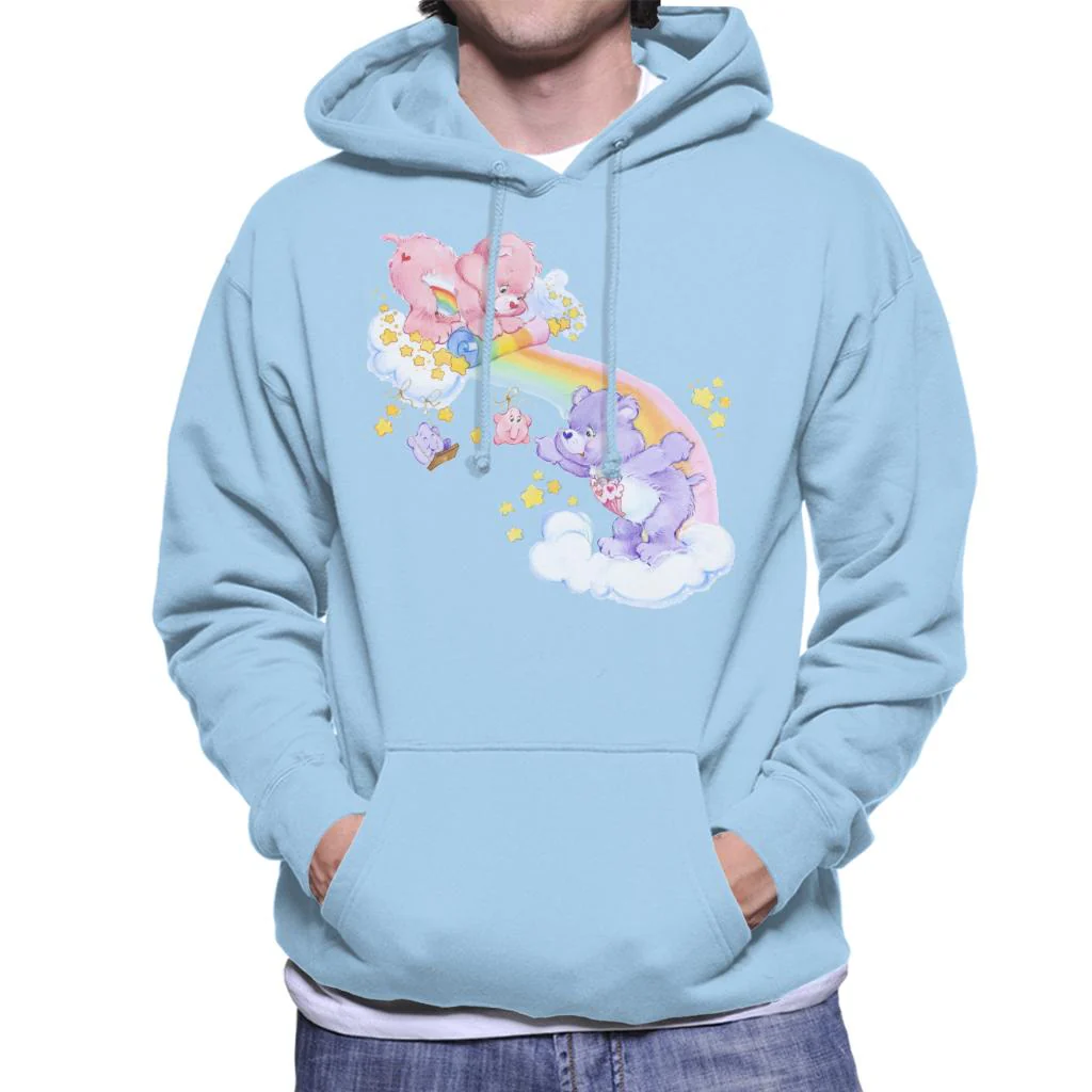Cheer Bear And Share Bear Unrolling A Rainbow Men's Hooded Sweatshirt - Image 7