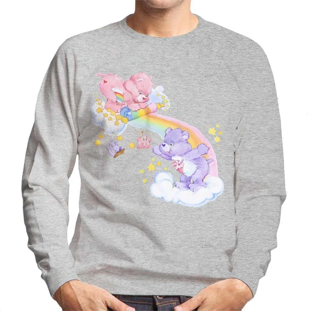 Cheer Bear And Share Bear Unrolling A Rainbow Men's Sweatshirt