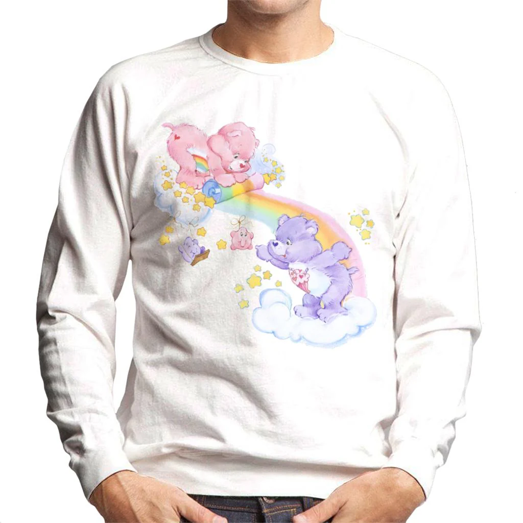 Cheer Bear And Share Bear Unrolling A Rainbow Men's Sweatshirt - Image 4