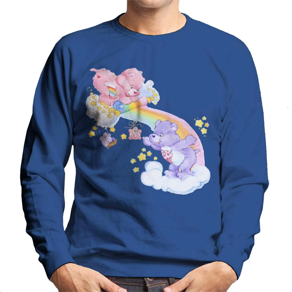 Cheer Bear And Share Bear Unrolling A Rainbow Men's Sweatshirt - Image 5