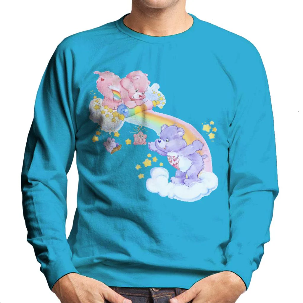 Cheer Bear And Share Bear Unrolling A Rainbow Men's Sweatshirt - Image 6