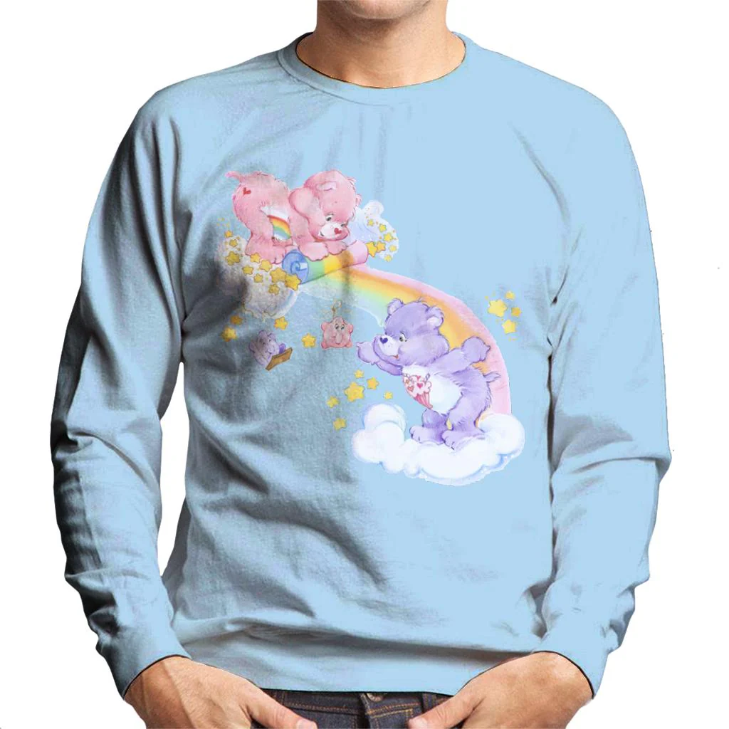 Cheer Bear And Share Bear Unrolling A Rainbow Men's Sweatshirt - Image 7