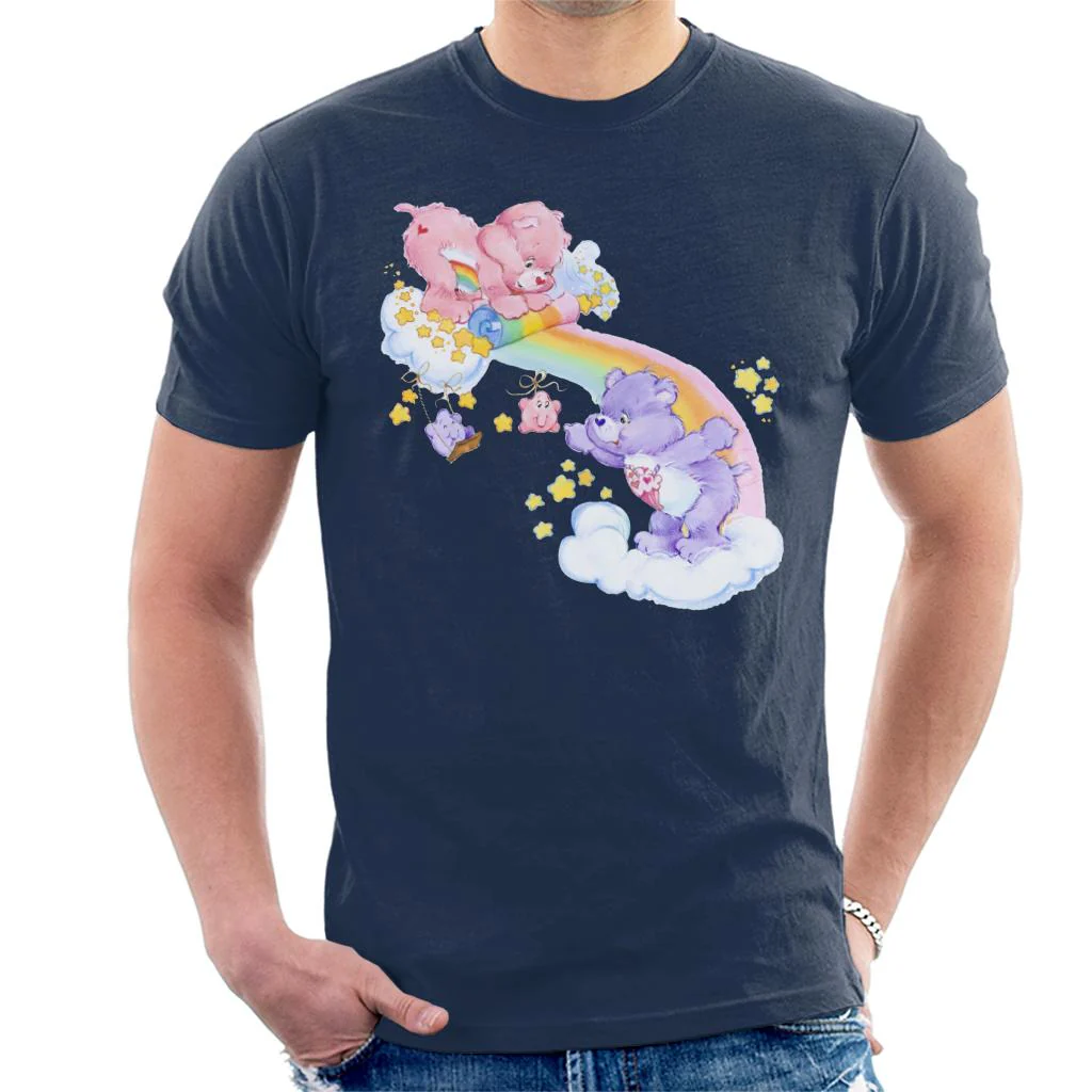 Cheer Bear And Share Bear Unrolling A Rainbow Men's T-Shirt - Image 6