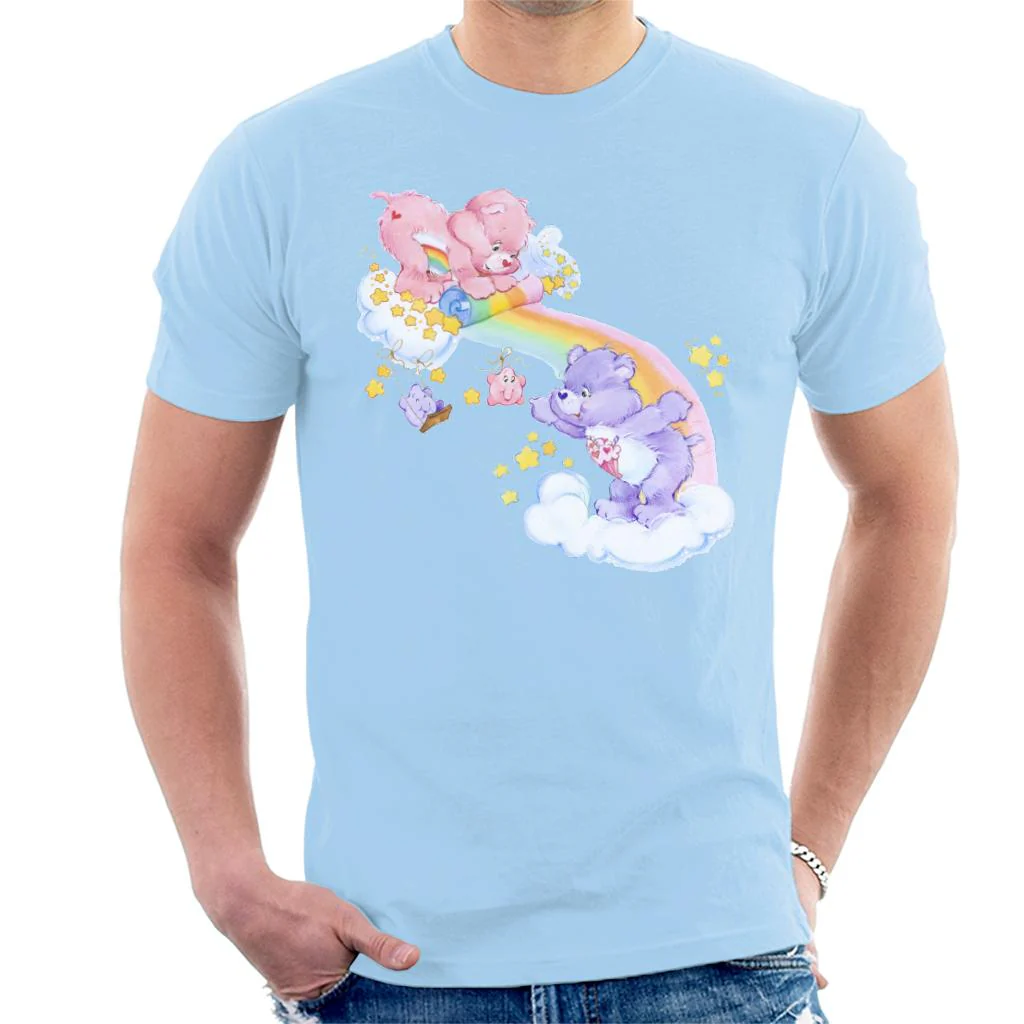 Cheer Bear And Share Bear Unrolling A Rainbow Men's T-Shirt - Image 7