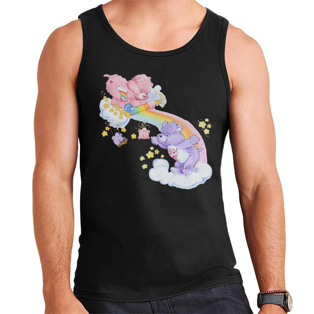 Cheer Bear And Share Bear Unrolling A Rainbow Men's Vest - Image 3