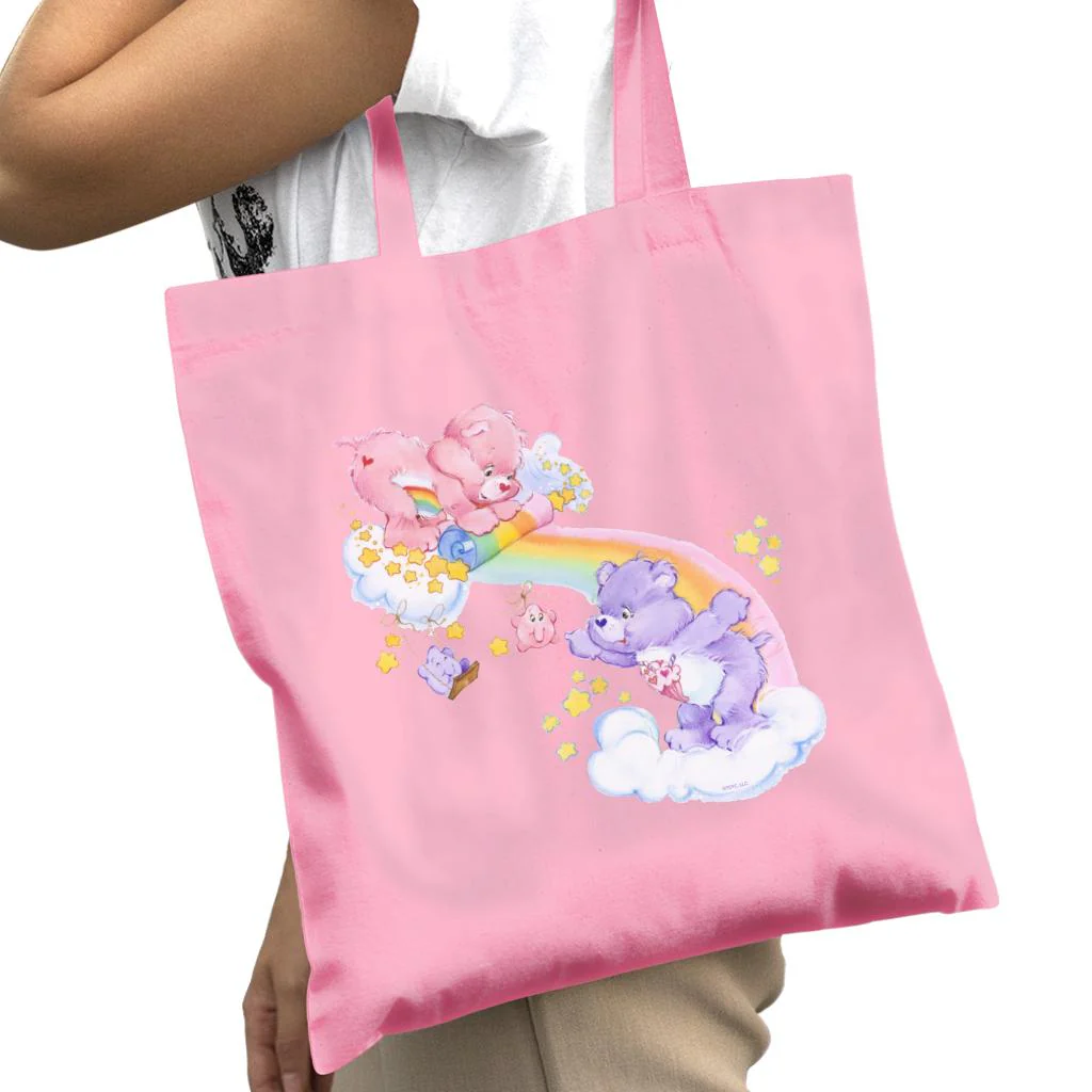 Cheer Bear And Share Bear Unrolling A Rainbow Tote Bag - Image 3
