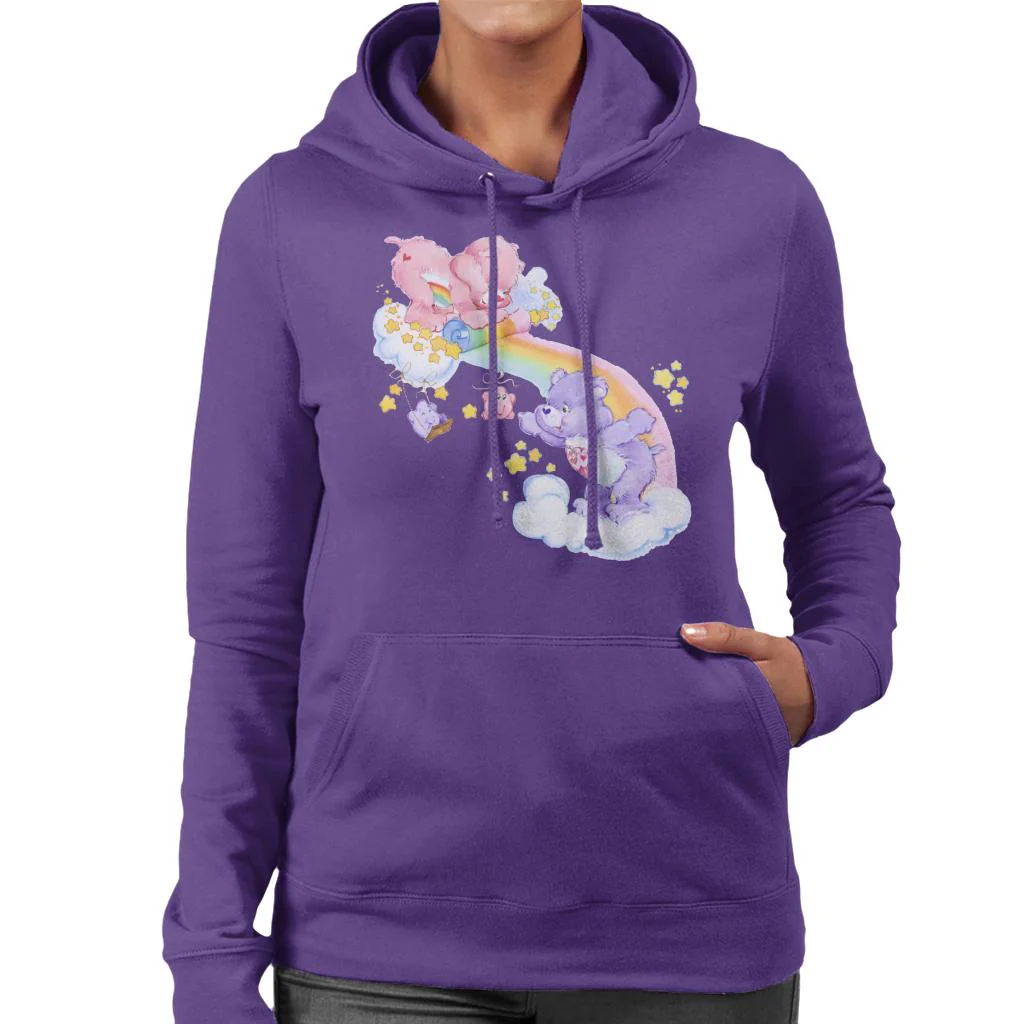 Cheer Bear And Share Bear Unrolling A Rainbow Women's Hooded Sweatshirt