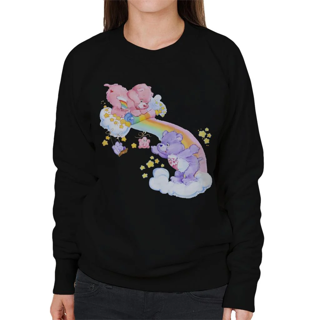 Cheer Bear And Share Bear Unrolling A Rainbow Women's Sweatshirt - Image 3