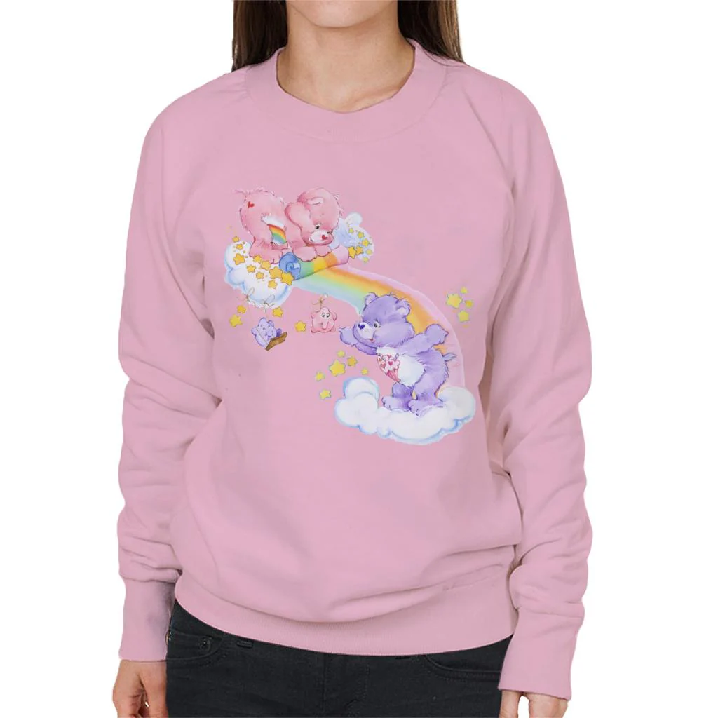 Cheer Bear And Share Bear Unrolling A Rainbow Women's Sweatshirt - Image 5