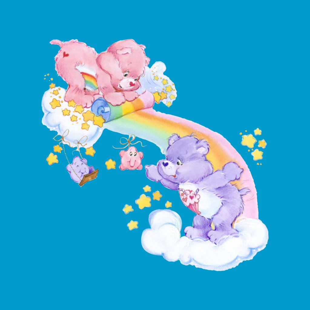 Cheer Bear And Share Bear Unrolling A Rainbow Women's T-Shirt - Image 2