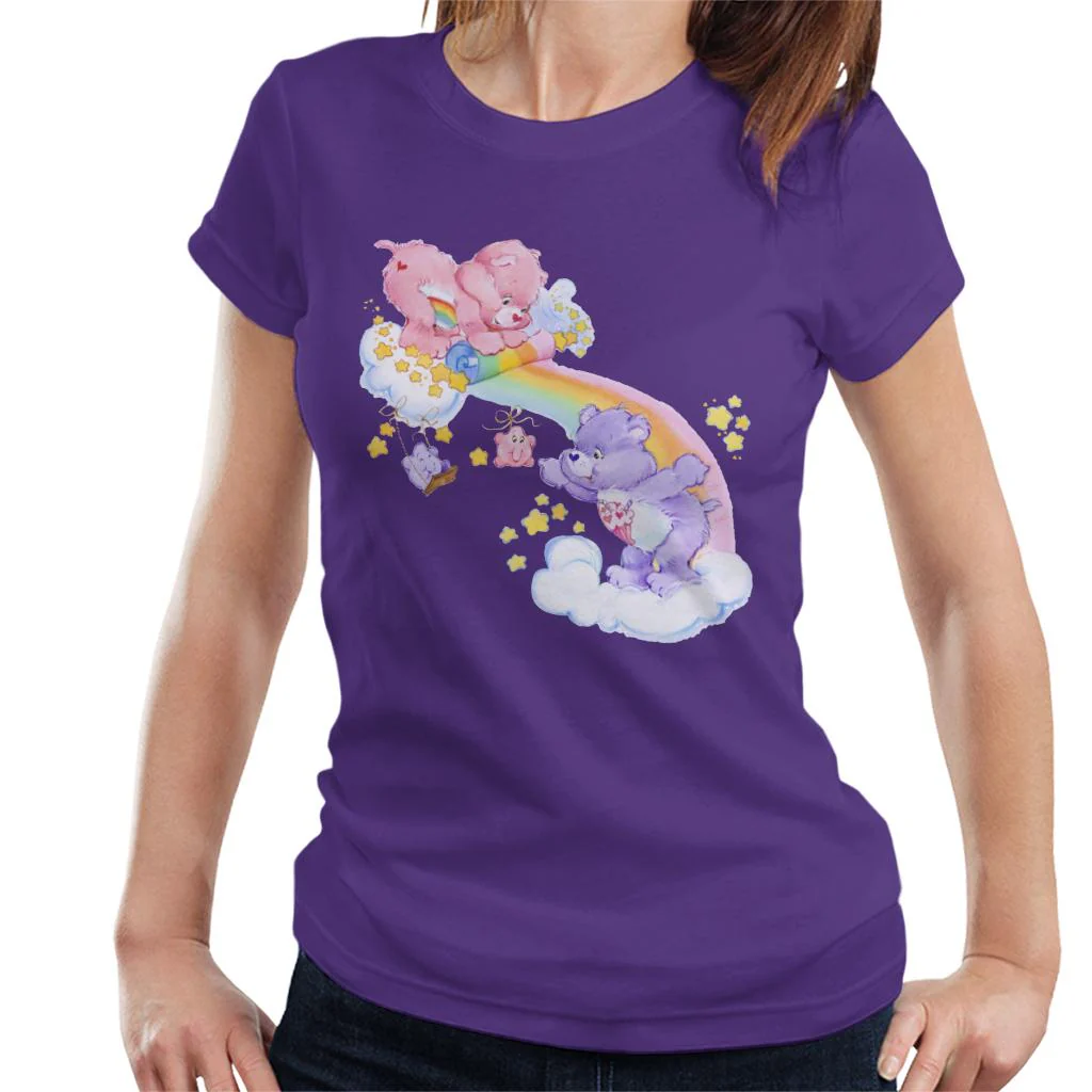 Cheer Bear And Share Bear Unrolling A Rainbow Women's T-Shirt - Image 4