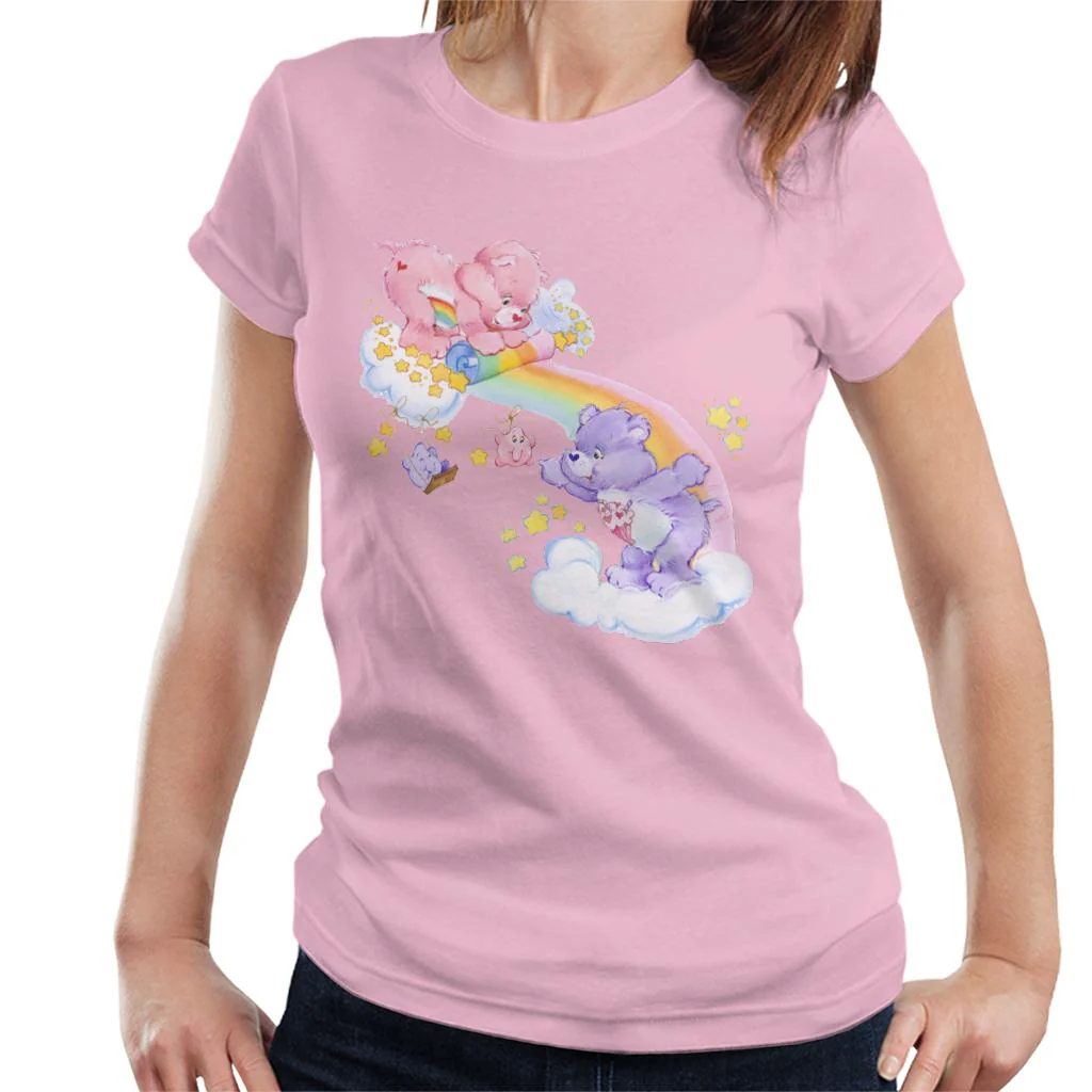 Cheer Bear And Share Bear Unrolling A Rainbow Women's T-Shirt - Image 5