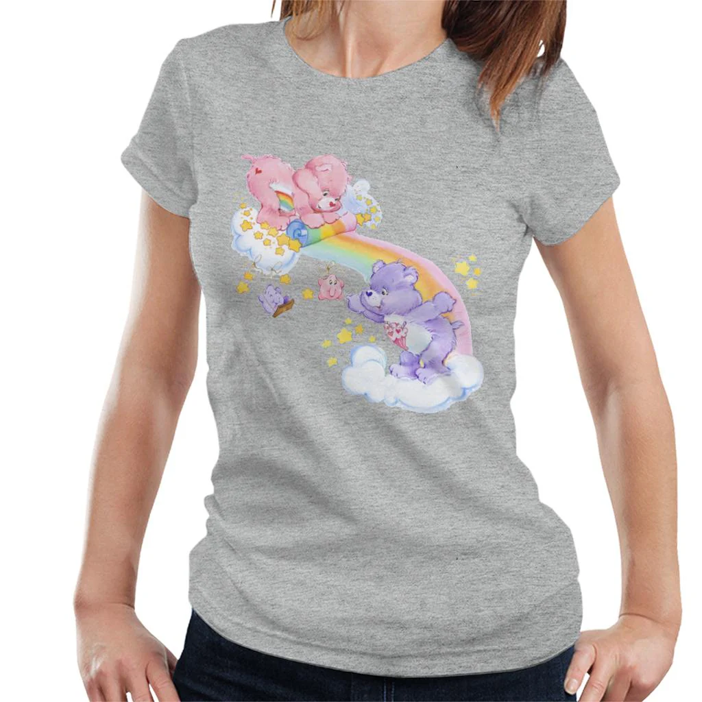 Cheer Bear And Share Bear Unrolling A Rainbow Women's T-Shirt - Image 6
