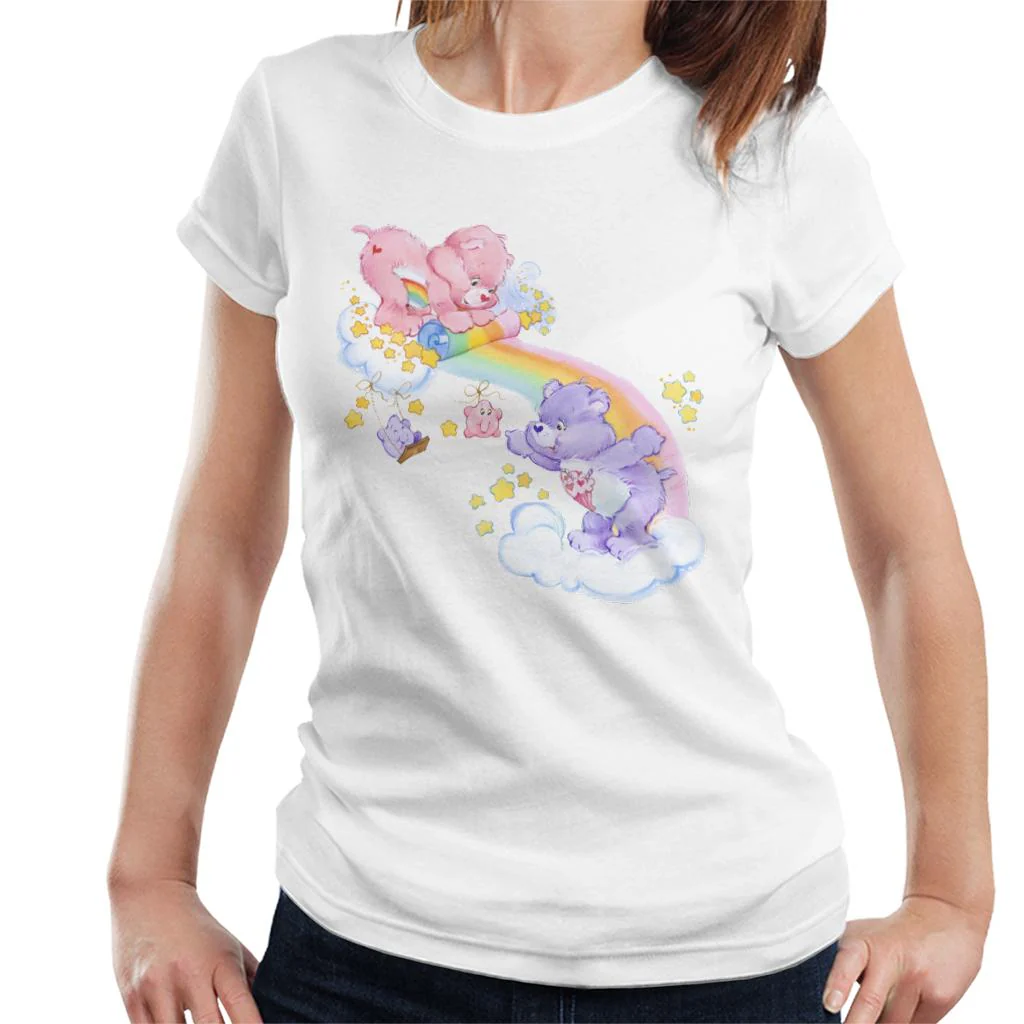 Cheer Bear And Share Bear Unrolling A Rainbow Women's T-Shirt - Image 7