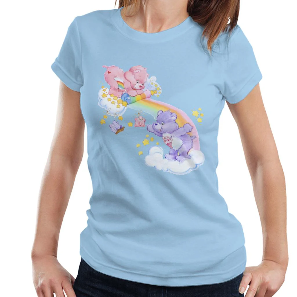 Cheer Bear And Share Bear Unrolling A Rainbow Women's T-Shirt - Image 9