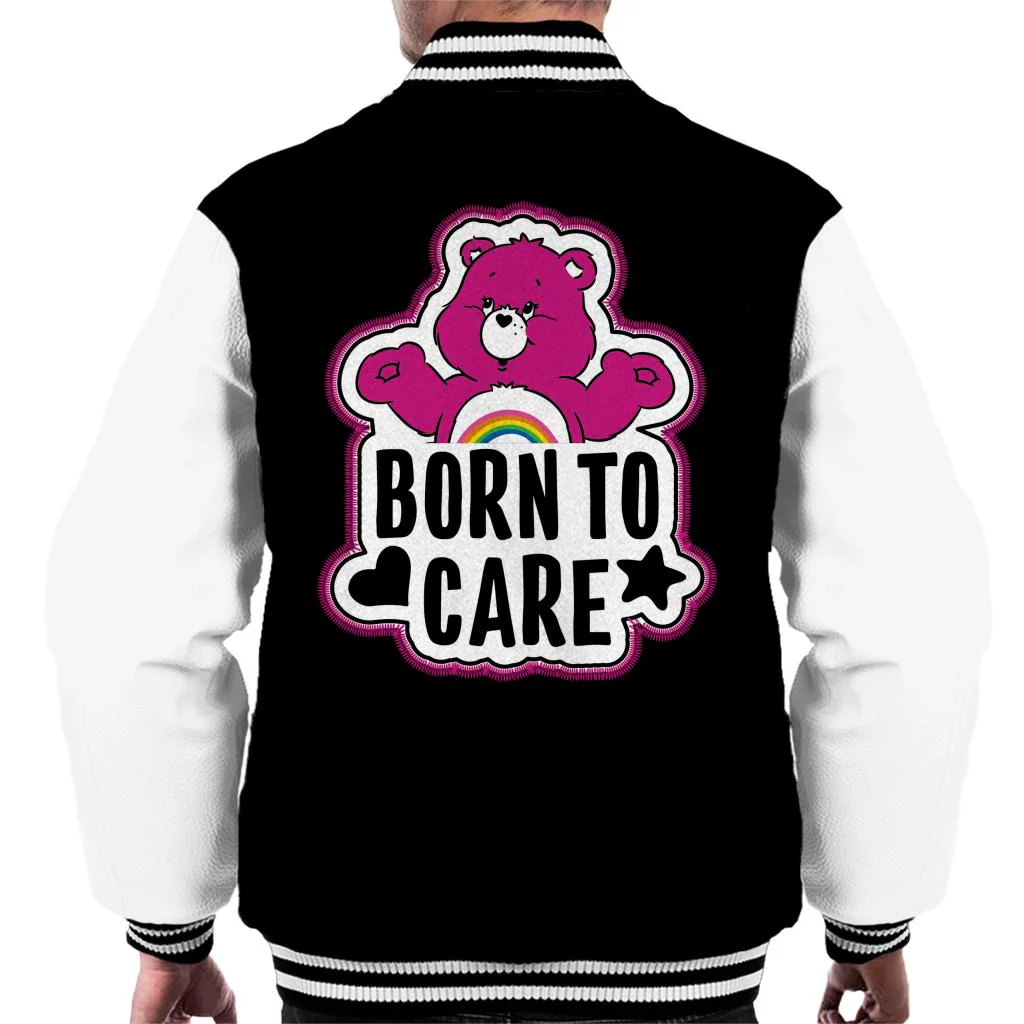 Cheer Bear Born To Care Men's Varsity Jacket - Image 4