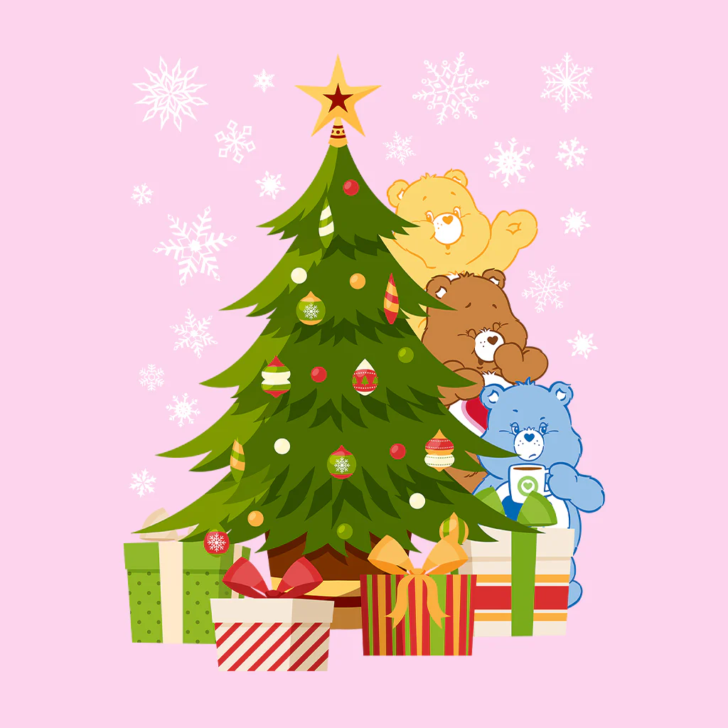 Care Bears Christmas Behind The Christmas Tree Kids Hooded Sweatshirt - Image 10