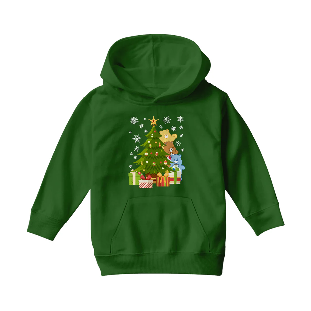 Care Bears Christmas Behind The Christmas Tree Kids Hooded Sweatshirt - Image 11