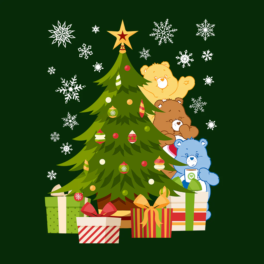 Care Bears Christmas Behind The Christmas Tree Kids Hooded Sweatshirt - Image 12