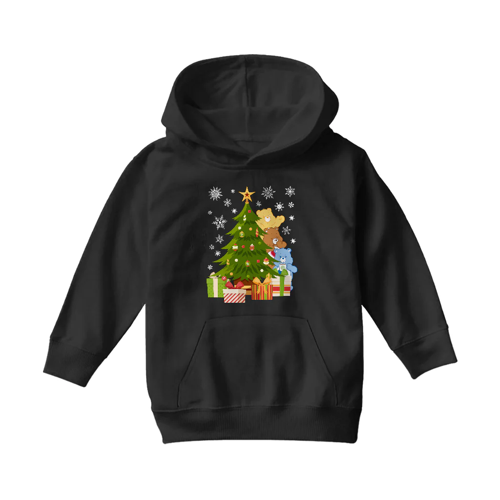 Care Bears Christmas Behind The Christmas Tree Kids Hooded Sweatshirt - Image 5