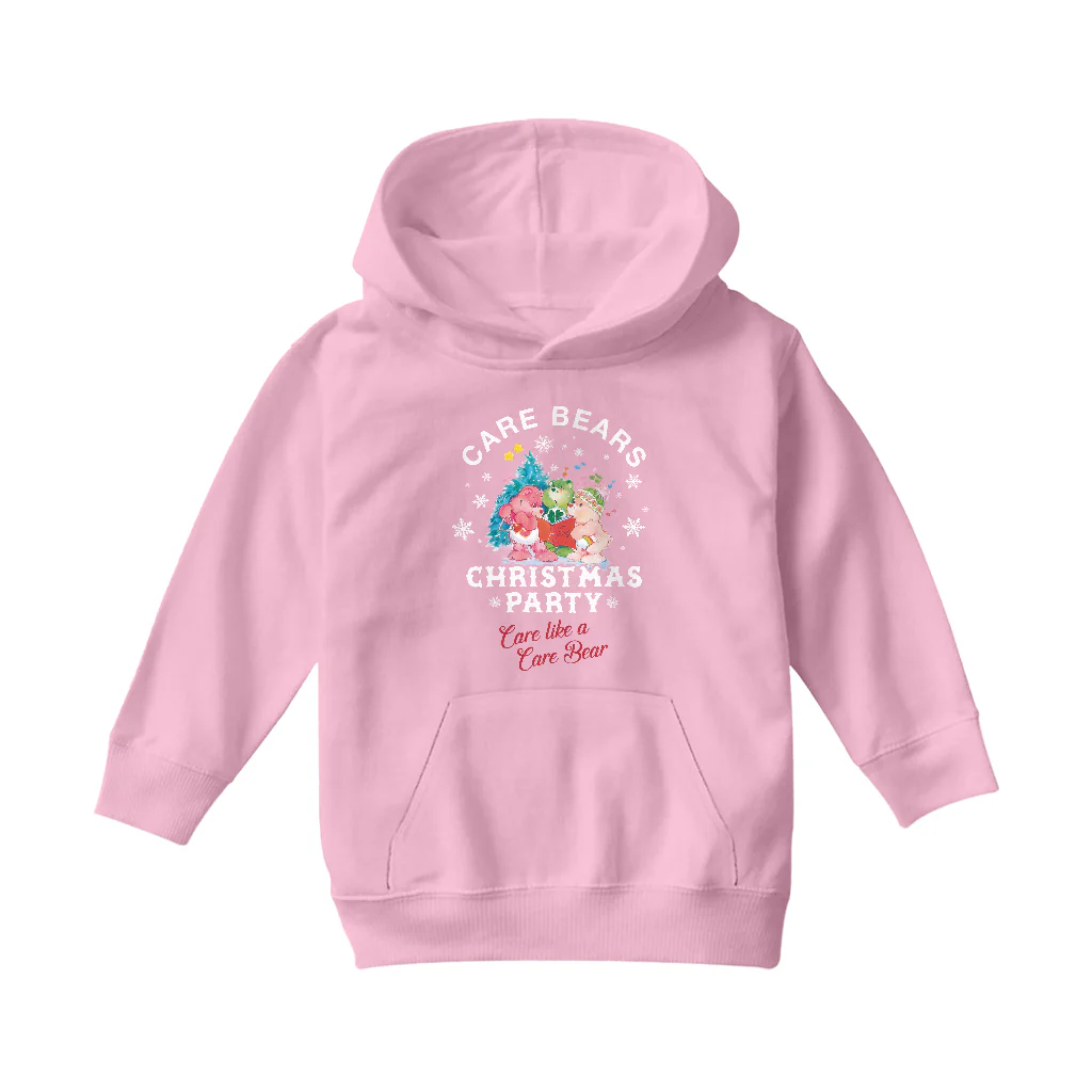 Care Bears Christmas Party Care Like A Care Bear Kids Hooded Sweatshirt - Image 3