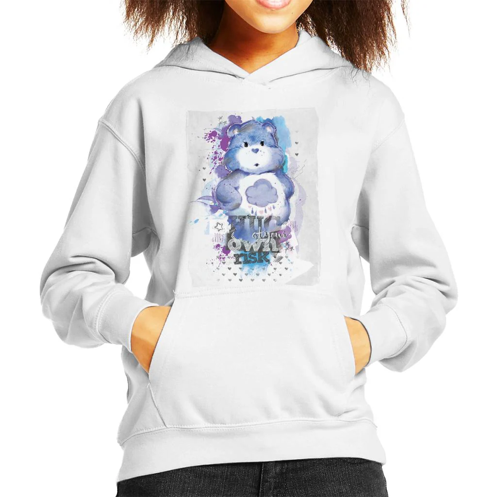 Grumpy Bear Hug At Your Own Risk Kid's Hooded Sweatshirt - Image 3
