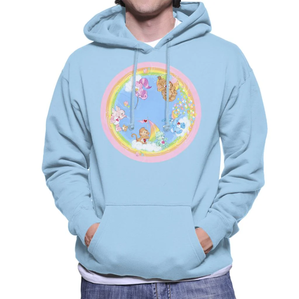 Playful Heart Monkey Rainbow Cloud Boat Men's Hooded Sweatshirt