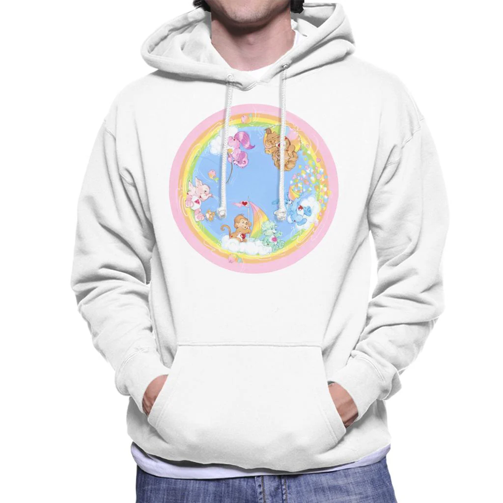 Playful Heart Monkey Rainbow Cloud Boat Men's Hooded Sweatshirt - Image 3