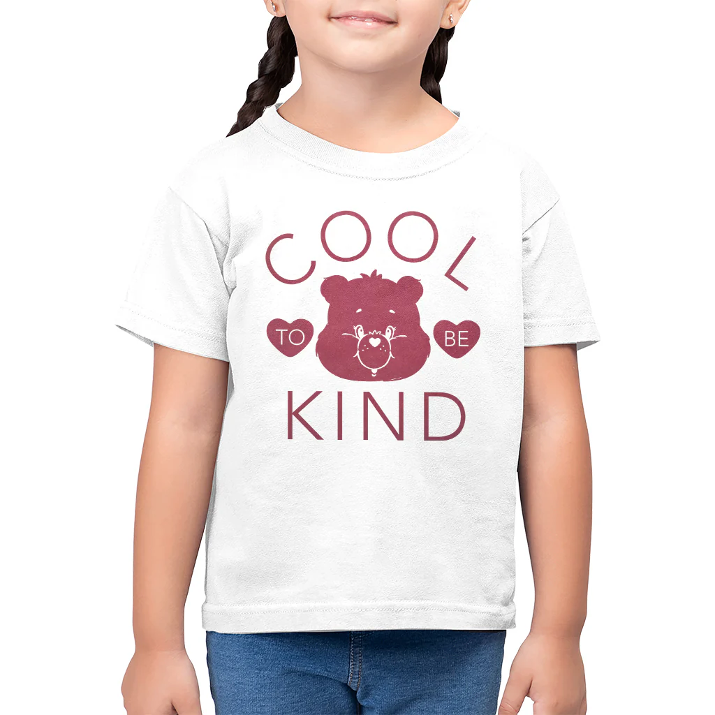 Tenderheart Bear Cool To Be Kind Pink Flock Kids T-Shirt