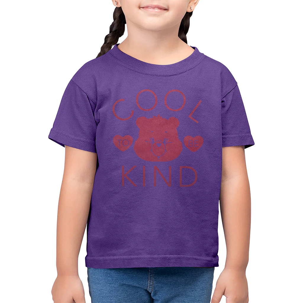 Tenderheart Bear Cool To Be Kind Pink Flock Kids T-Shirt - Image 10