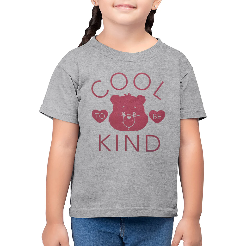 Tenderheart Bear Cool To Be Kind Pink Flock Kids T-Shirt - Image 2
