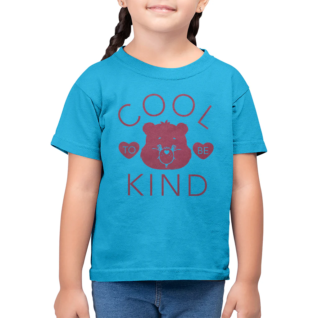 Tenderheart Bear Cool To Be Kind Pink Flock Kids T-Shirt - Image 4