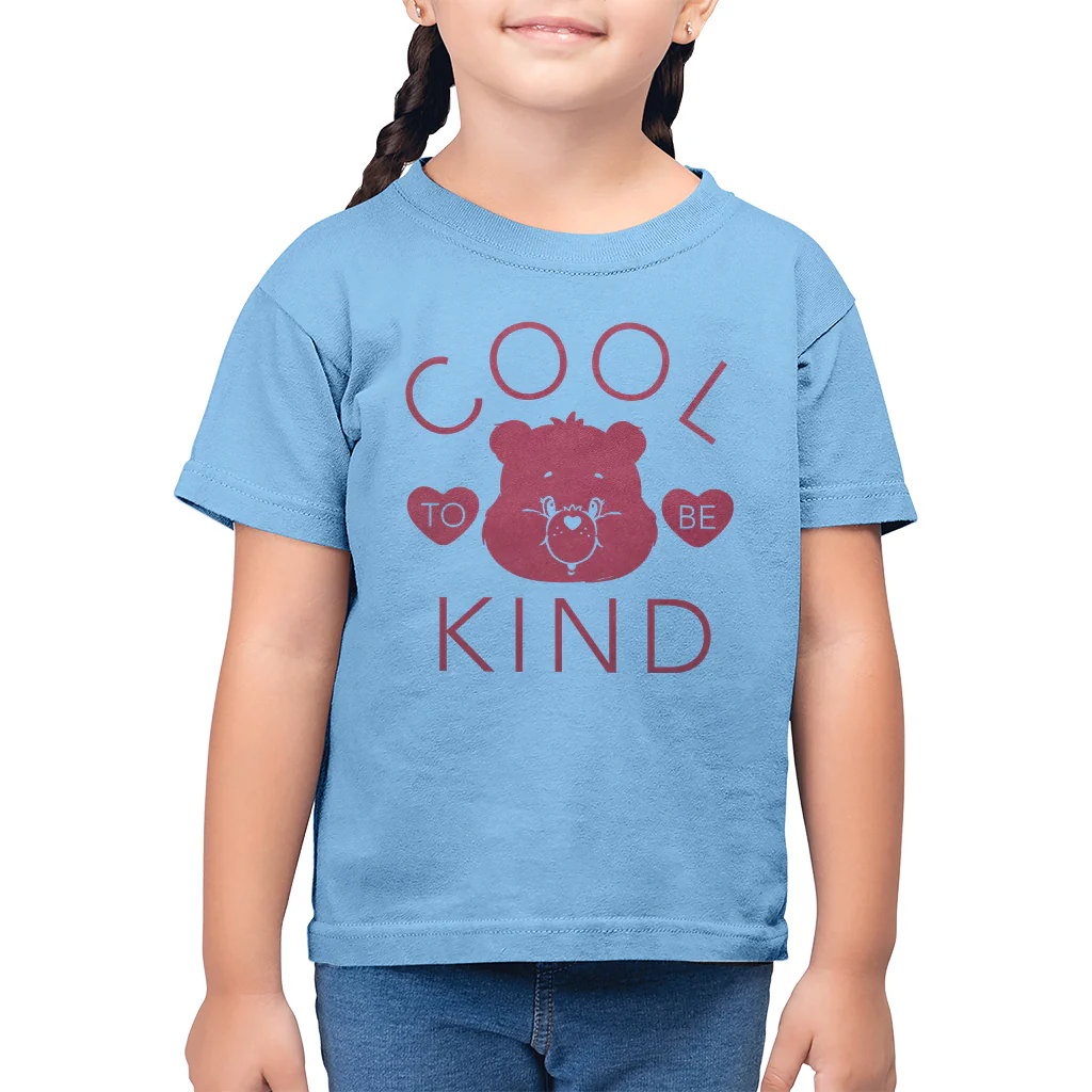 Tenderheart Bear Cool To Be Kind Pink Flock Kids T-Shirt - Image 5